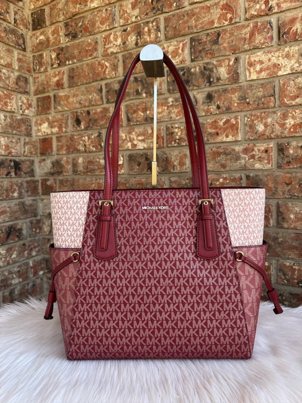 Michael Kors Two-Tone Red Signature Tote